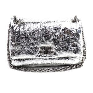 BALENCIAGA Monaco Chain Shoulder Bag Silver